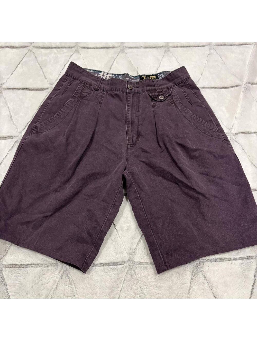 Fluid Purple Vintage 90s Retro Pockets Men's Casual Cotton Shorts Waist 34 in.